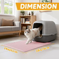 Pieviev Cat Litter Mat, Double-Layer Waterproof Litter Trap - Pink / 30x24 Inch - image 2