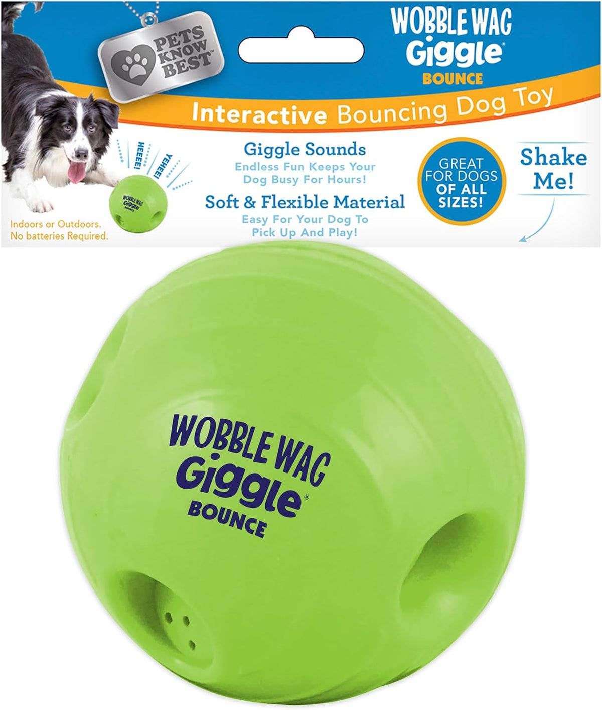 Wobble Wag Giggle Ball, Interactive Dog Toy - Bounce