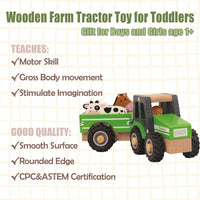 Wooden Tractor Toys for Toddlers 1-3, Kids Vehicle Hand Push Car - image 2
