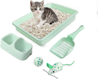 PAWISE Cat Litter Box Set, Small Kitten Starter Kit - Green