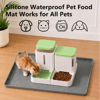 MateeyLife Silicone Waterproof Mat for Dog & Cat Food Mat 19"X12" – Essentials for Dogs - 19"L x 12"W / Dark Grey - image 3