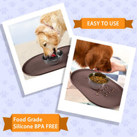 100% Waterproof 0.5" Raised Edge BPA Free Silicone Dog Food Mat - 32x24x1.0 Inch / Brown - image 3