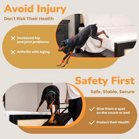 Dog Ramp for Bed, 5 Level Adjustable Dog Ramp for High Beds, Upgrade Rubber Mat High Traction Ramp with Safety Rails, Folding Pet Ramp for Bed, Couch,SUV, Natural Wood Pet Ramp for Small & Old Dogs