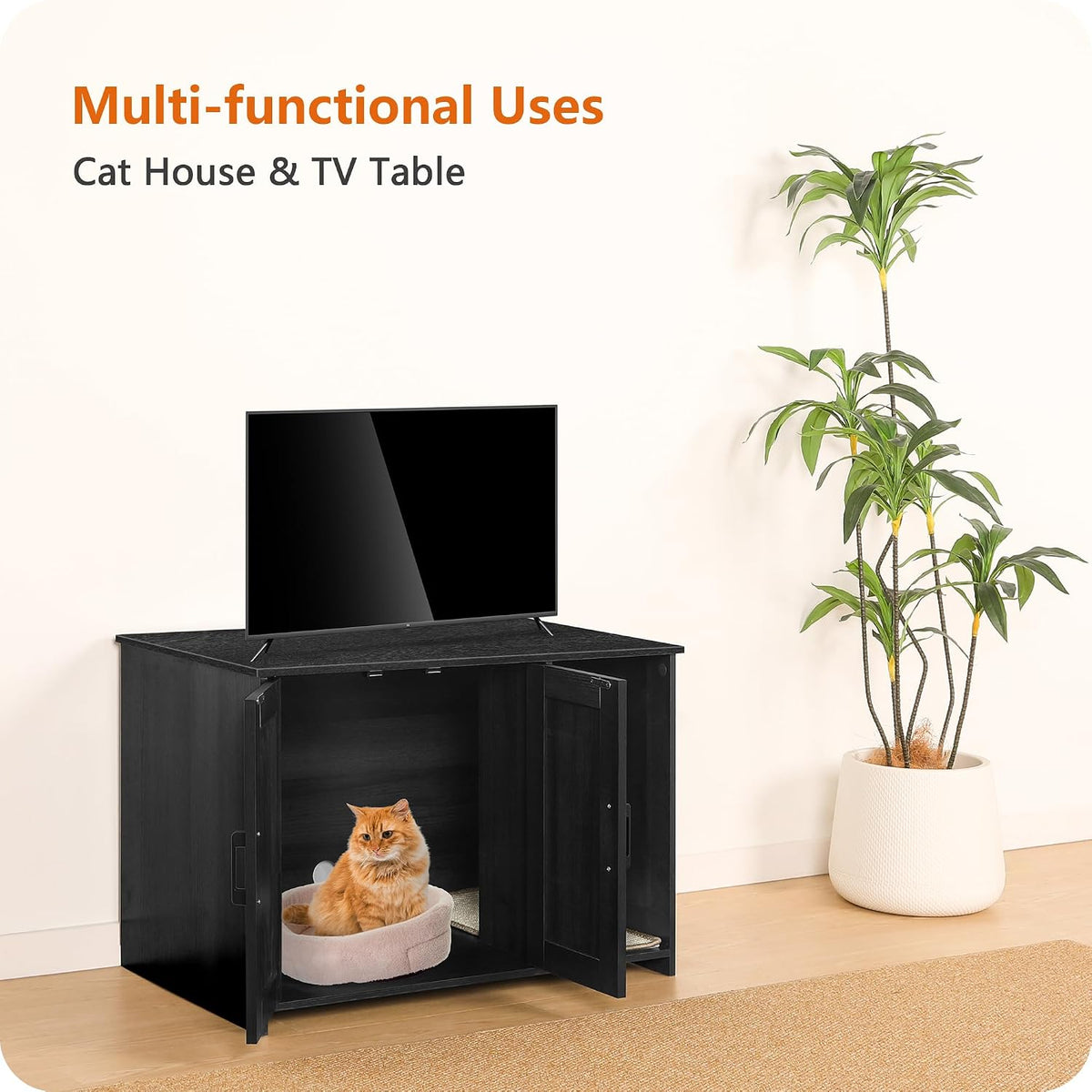 Cat Litter Box Enclosure, with Scratching Mat - Dark Grey / 31.5"L x 19.7"W x 21.7"H - image 3