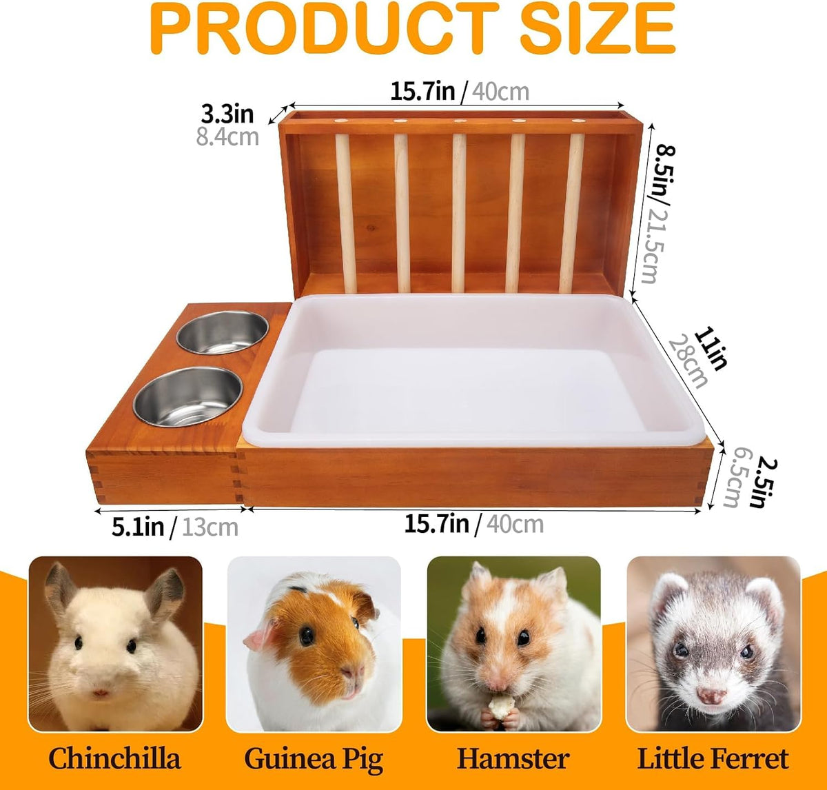 3 in 1 Rabbit Hay Feeder with Litter Box - 15.7in Style1 / Coffee 1 - image 2
