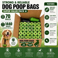 Doggy Poop Bags with Dispenser Dog Waste Pickup Bags Refill Rolls Cat - Green (72 Rolls Scented) - image 4
