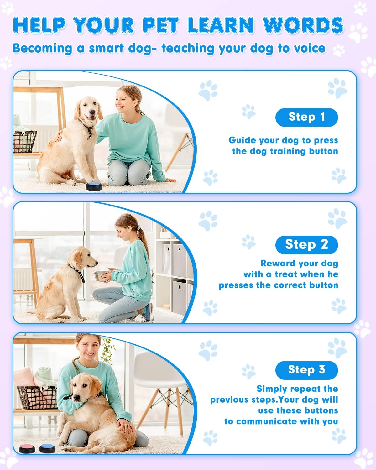 Dog Buttons for Communication - B-4 Pack - image 4