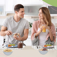 4 Pcs Portion Control Plates & Bowls Set (2 Plates + 2 Bowls, 9 Inch) - Self-Measuring for Weight Loss, Gastric Bypass, LapBand, Diabetes & Healthy Diets, Pink & Blue, for Adults & Children