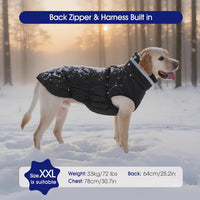 Dog Cold Weather Coats Reflective Dog Warm Jacket with Harness – Essentials for Dogs - Solid Black / XS(chest:14in) - image 3