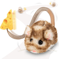 Migipaws Interactive MigiMouse Cat Toy 360° Rolling & Spin with Mesh - Long-Brown