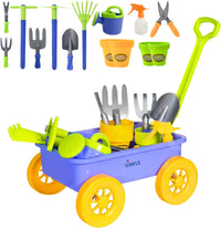 Dimple Garden Wagon & Tools Toy Set, Kids Gardening Set - Blue