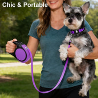 Taglory Retractable Dog Leash, One-Handed Brake, Up to 44 lbs - Purple / Medium - image 2