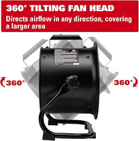 10-Inch High-Velocity Drum Air Circulator Fan, Heavy-Duty Shop Fan with 3-Speed & 360° Tilting Floor Fan for Warehouse, Industrial, Workshop