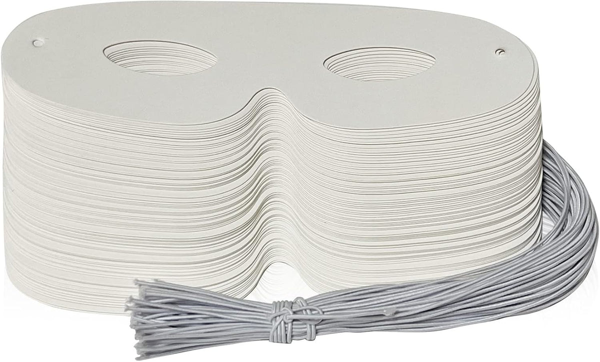 Lependor 72 white paper eye masks, blank masquerade masks with elastic ropes