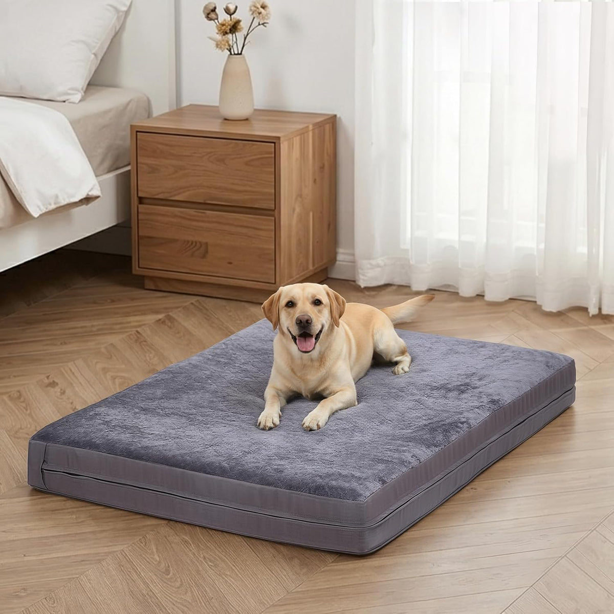 Waterproof Dog Crate Bed Pad - Dark Grey / 47"W x 29"L x 4"H