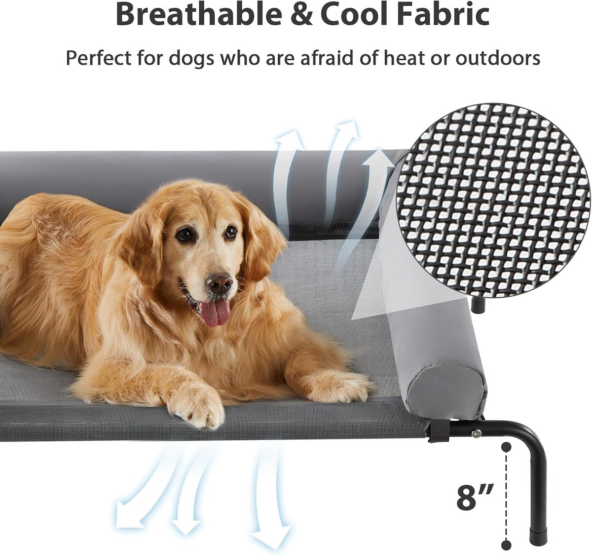 RRPETHOME Elevated Cooling Dog Cot 43x31" - Grey / 43.0"L x 31.0"W x 8.0"Th - image 3
