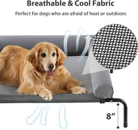 RRPETHOME Large Elevated Cooling Dog Bed, Raised Pet Cot Beds for Large Dogs, Elevated Outdoor Dog Bed, Chew Proof Portable Cooling Pet Cot with Skid-Resistant Feet and Breathable Mesh