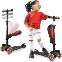 Hurtle 3-Wheeled Scooter for Kids, Wheel LED Lights - Black
