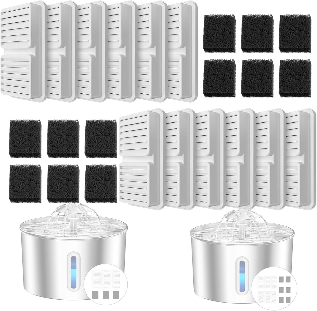Replacement Filter for BalimoPet Cat Water Fountain - 12 Filters & 12 Sponges