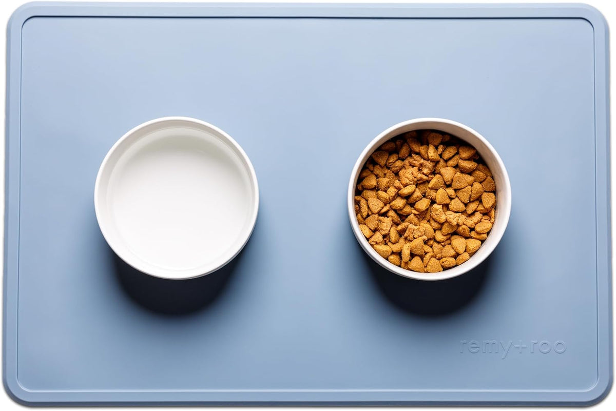 Remy+Roo Silicone Dog Food Mat for Pet Bowls - Dusty Blue