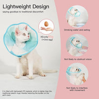 Touchdog Foldable Dog Cone Collar for Cats & Dogs - Adjustable Soft Recovery Collar with Waterproof PU Coating, Lightweight Design, 24.5cm/9.6in Wide Barrier (Blue Gradient Color, L)