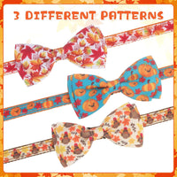 Halloween Cat Collar Breakaway with Bowtie and Bells - Turkey+Pumpkins+Maple Leaf - image 4