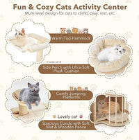 Tangkula Wood Cat Tree for Indoor Cats, 55 Inch Multi-Level Cat Tower Activity Center with Hammock, Cat Condo, Sisal Scratching Posts & Washable Cushions, Modern Cat Tree Houses for Large Cats