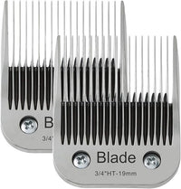 2PCS 3/4" HT Dog Grooming Replacement Blades Compatible with Andis Dog Clippers,Dog Clipper Blades Compatible with Wahl KM-10 Series Clippers, Oster A5,Size-3/4-Inch 19mm Cut Length,Silver
