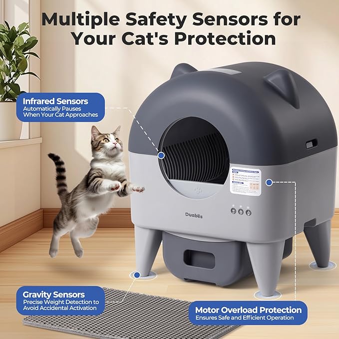 Self Cleaning Litter Box: Extra Large Automatic Cat Litter Box Self Cleaning for Multiple Cats - APP Control with Smart Sensors - Safety Protection - Low Noise Design