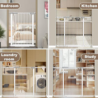 41" Extra Tall Cat Gate for Doorway, 54.8-57.4'' Metal Pet Baby Safe Gate, Extra Wide Pressure Mounted Child Door with Expansion Kit, No Drilling Cat Fence Indoor, No Climb Baby Proof Gate, White