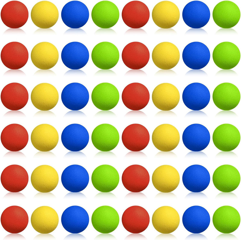 Sumind 48 piece soft foam ball refill pack, 1.2 inch balls in red, green, yellow and orange