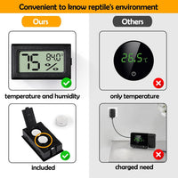 2 PCS Rectangle Reptile Thermometer and Humidity Gauge for Bearded - Black Rectangle 4PCS - image 3