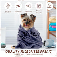 Fanfanwin 4 Pcs Dog Bath Towels Microfiber Drying Dog Towel Absorbent - Gray, Brown, Blue, Wind Red - image 4