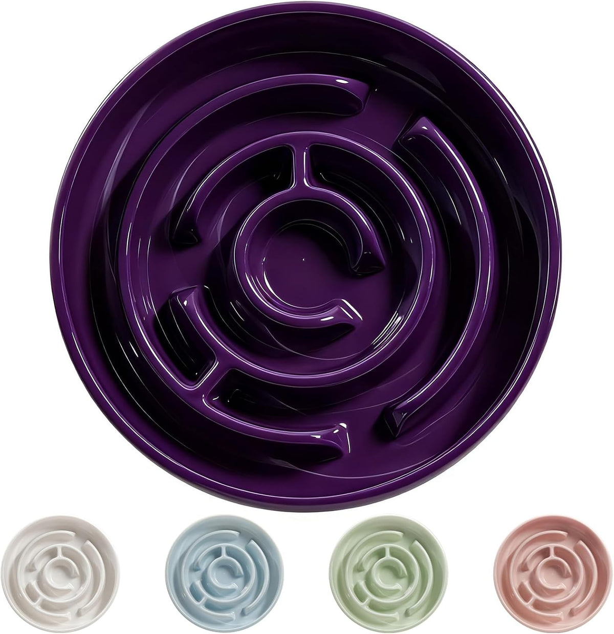 Ceramic Slow Feeder Dog Bowl - Purple