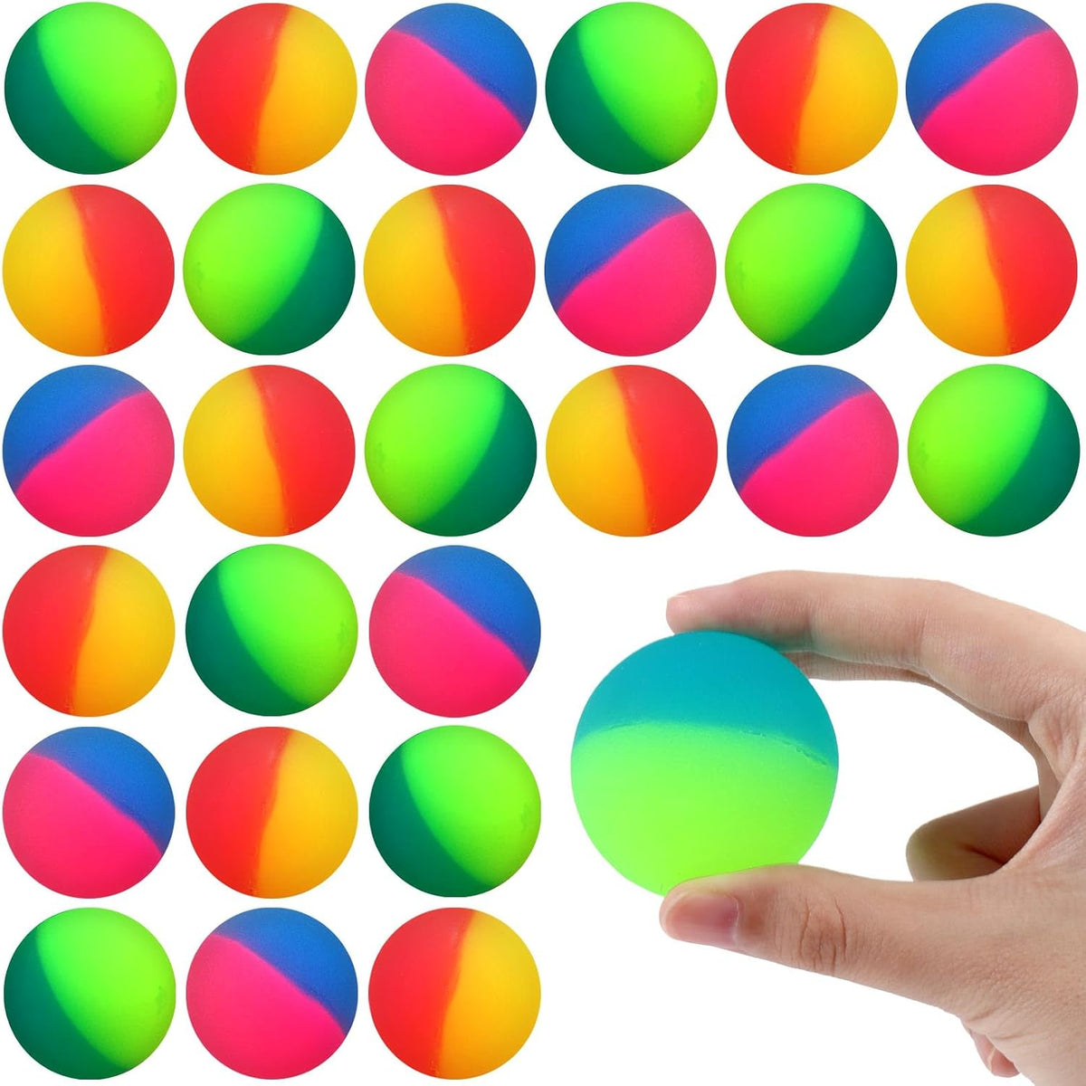 Jenaai 50 pack 45 mm two-color rubber bouncy balls - view 4