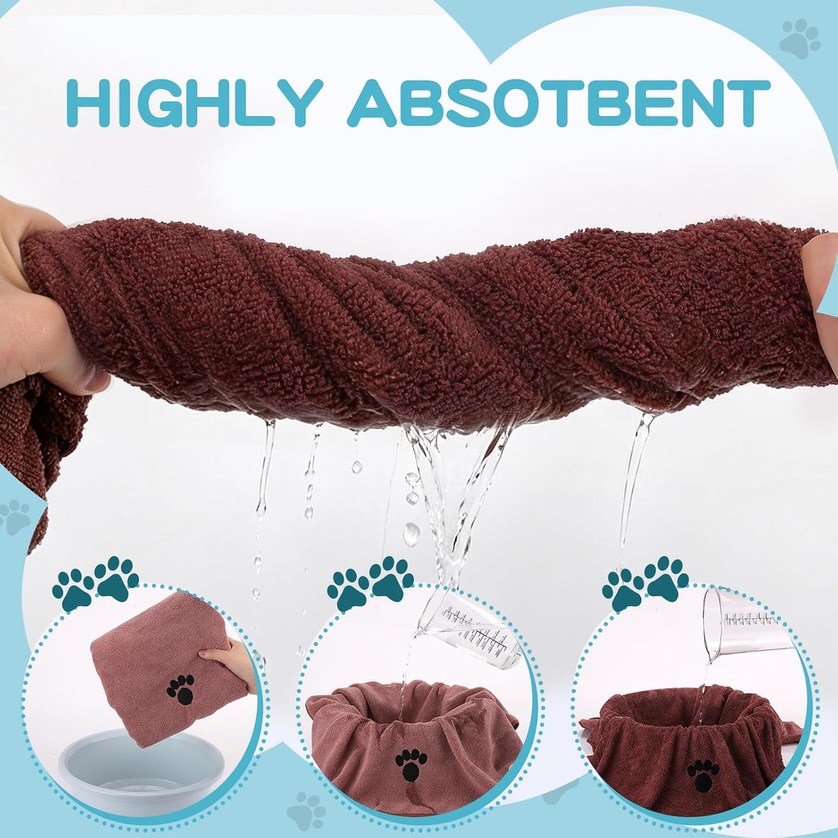 2 Pack Microfiber Dog Towels for Drying Dogs - Brown / 2-Pack - image 4