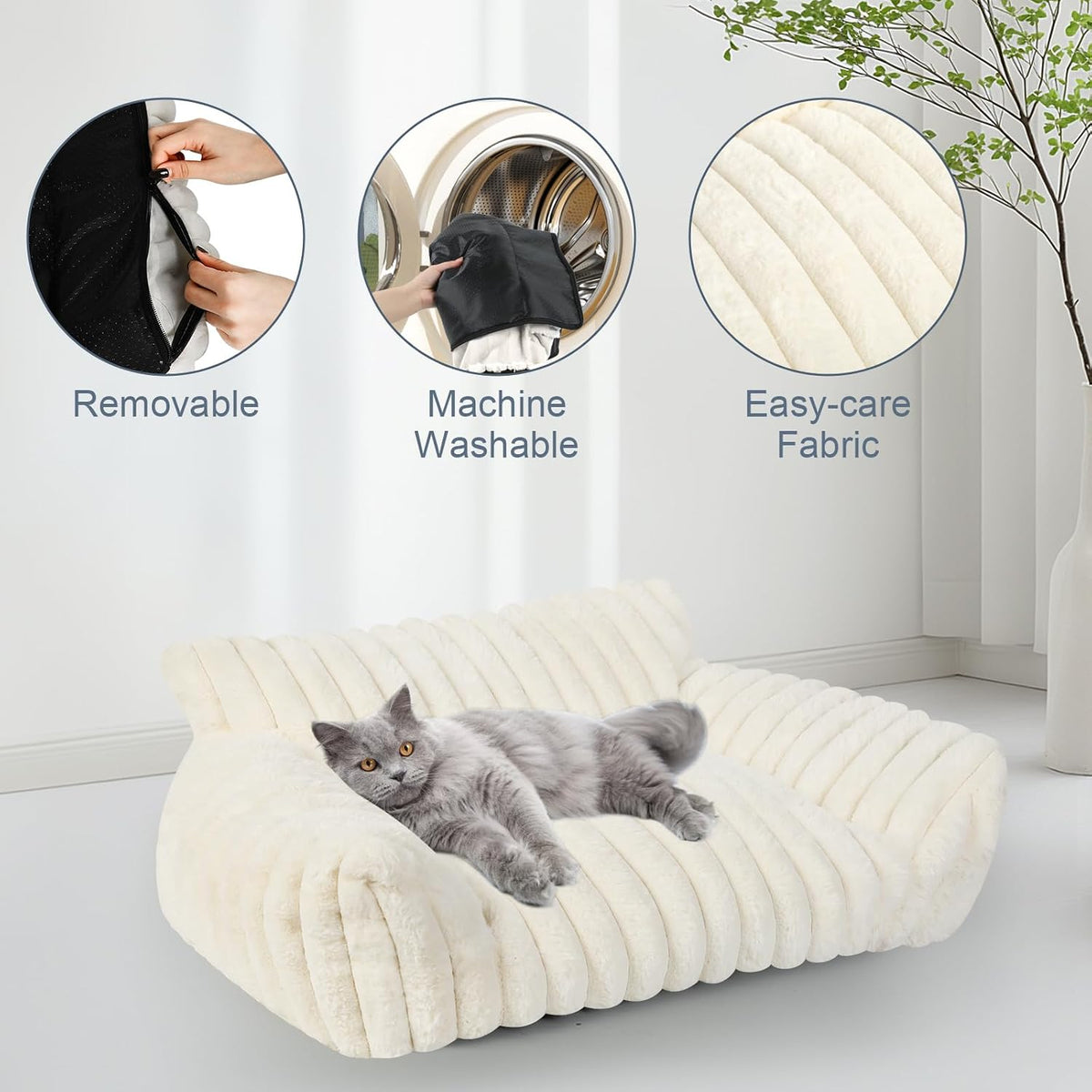 Cute Dog Couch for Medium Large Dogs, Dog Cat Couch Sofa - Medium(30x20x10") / White - image 4