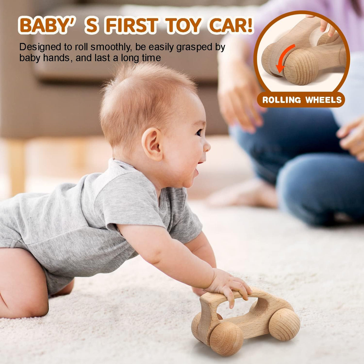 TOY Life Wooden Toys Cars, Montessori Baby Toys 6-12 Months - Truck Set - image 4