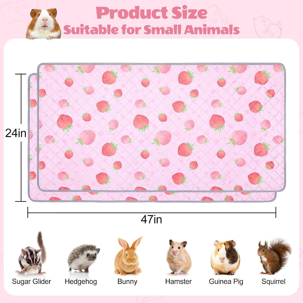 Unicorn Catcher 2 Pack Washable Guinea Pig Cage Liner - Pink / 47X24in - image 3
