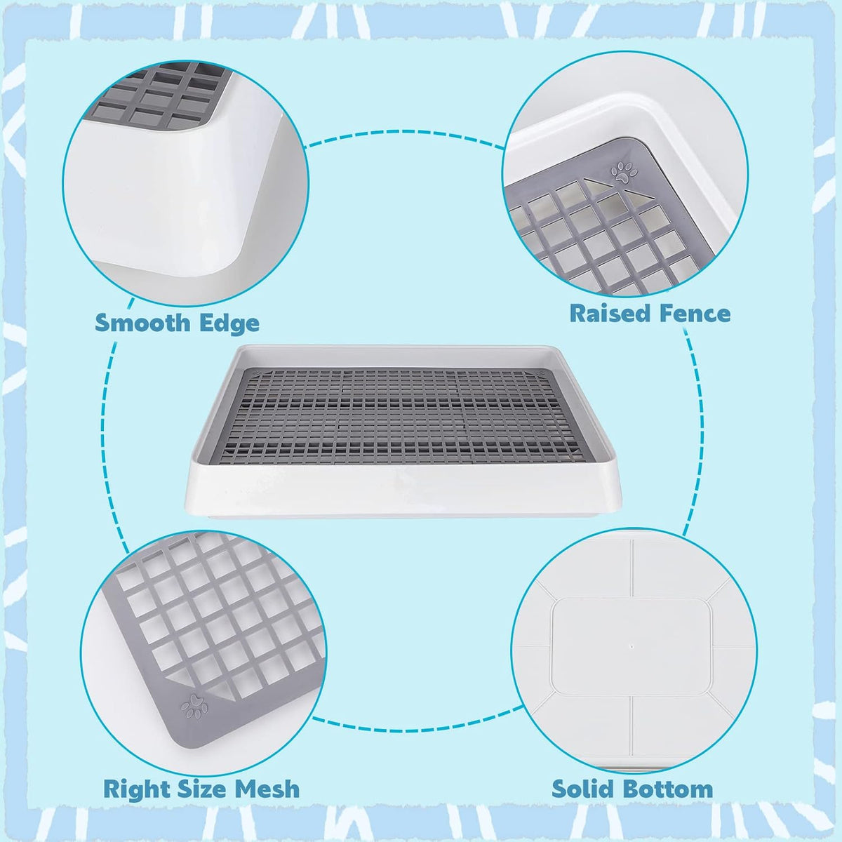FHTONGE Extra Large Rabbit Litter Box Training Tray with Large Steel - 14.6x12x2.6"(40x30x6cm) / 2 Pcs 0.4" PP Grids - image 2