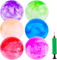 3 Otters six 8.5 inch marble swirl playground balls with hand pump