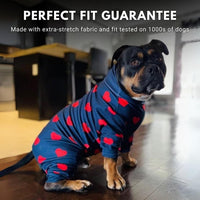 Spark Paws Dog Pajamas - Stretch Onesie Recovery Full Leg Surgery Suit PJS – Essentials for Dogs - Hearts / 5XL - image 3