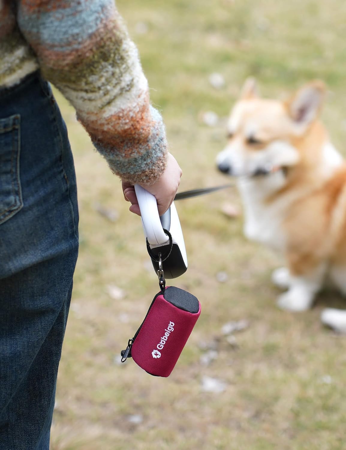 Gobeigo Dog Poop Bag Holder with Used Bag Carrier – Essentials for Dogs - Red - image 2