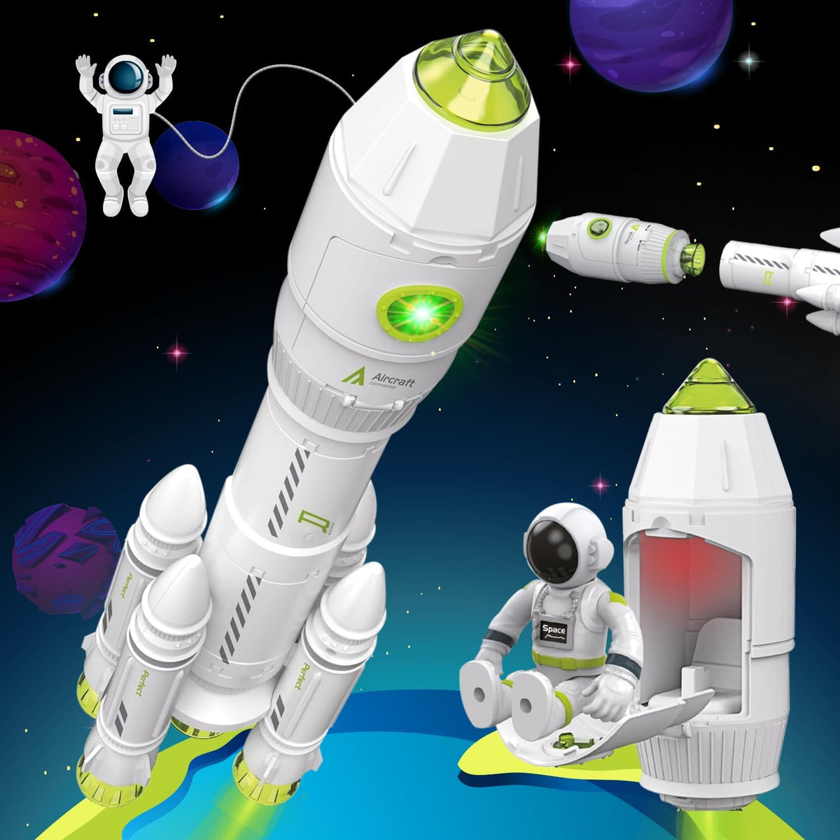 MOBIUS Toys space playset with multi-stage rocket, detachable shuttle and astronaut figures - view 2