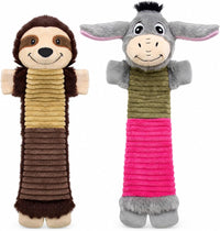 2 Pack No Stuffing Dog Squeaky Toys - Donkey&Sloth