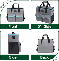 Large Pet Travel Bag Organizer - Dog & Cat Tote with Food Containers, Bowls, Feeding Mat, Perfect for Camping, Hiking (Multi-Pocket Design)
