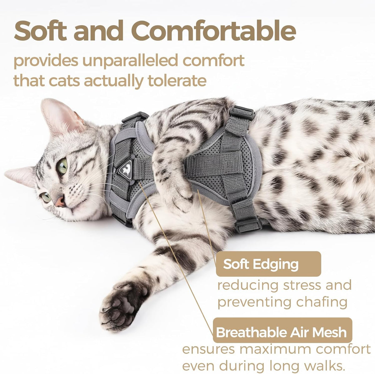 Cat Harness and Leash Set, Escape Proof Cat Vest, XL - Grey / XX-Large - image 3