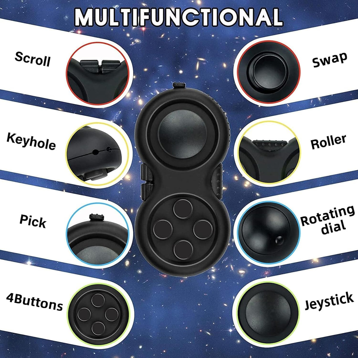 Original Fidget Toy Game, Rubberized Classical Controller – Fun for Kids & Family - 1 / Black Style - image 4