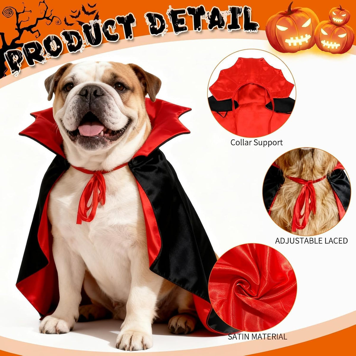 OLANRUN Dog Costumes, Dog Halloween Costumes Vampire Cloak - Medium - image 2
