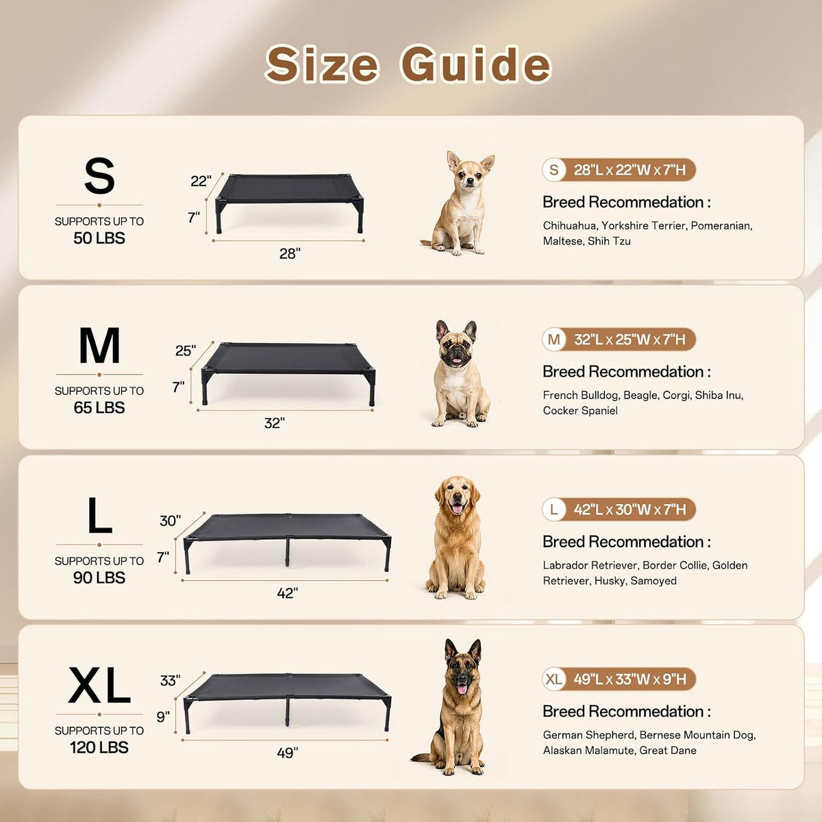 Garnpet Elevated Dog Bed for Large Dogs - Dark Grey / Small - image 2
